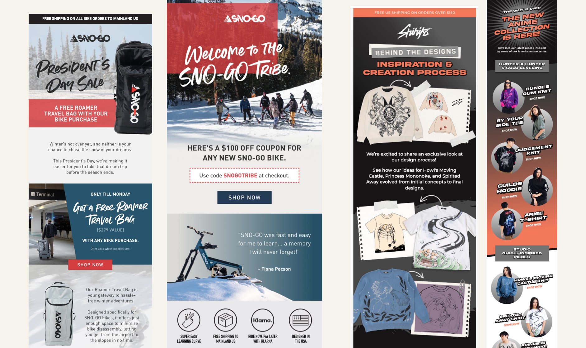 Lifestyle and accessories promotional email designs