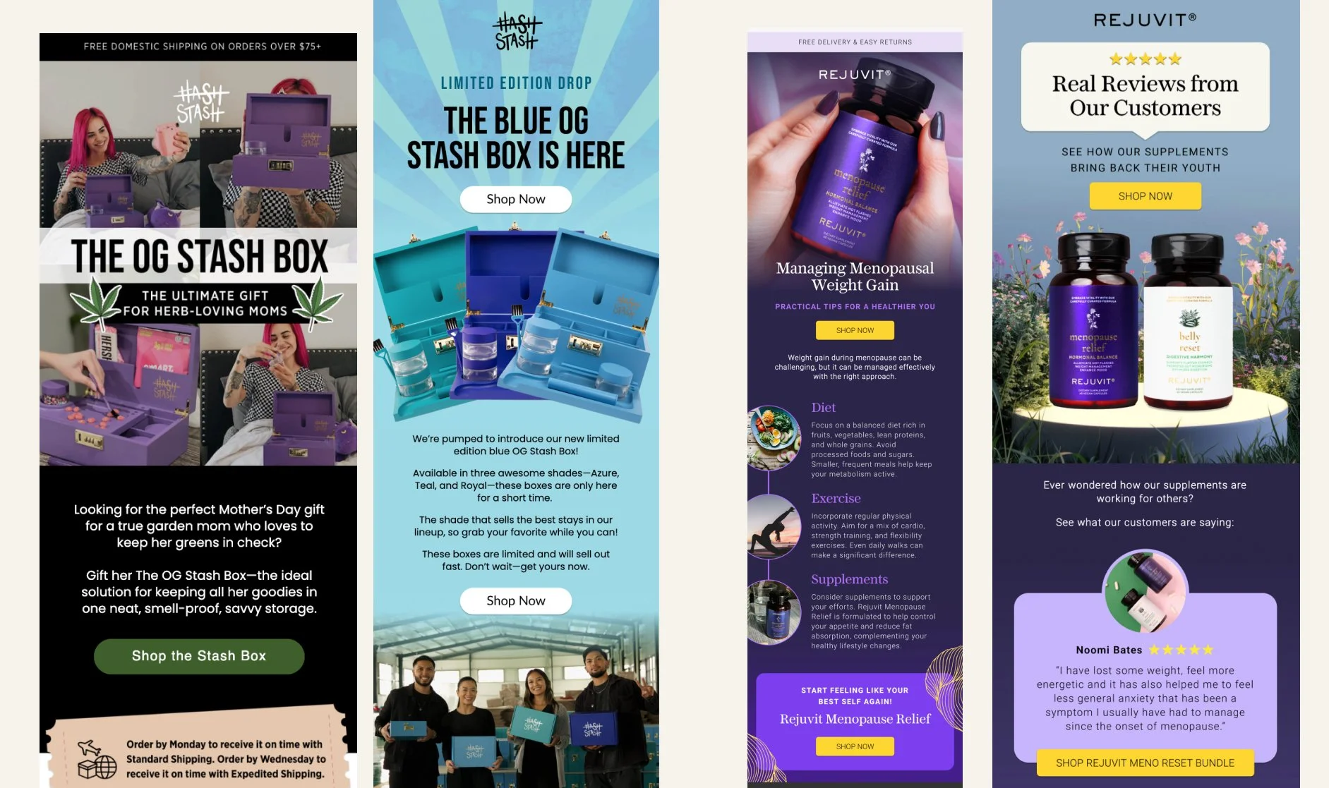 Product launch and customer review email campaigns